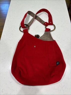 Love Your Booty Red Velvet Shoulder Tote with Ring-Detail Straps